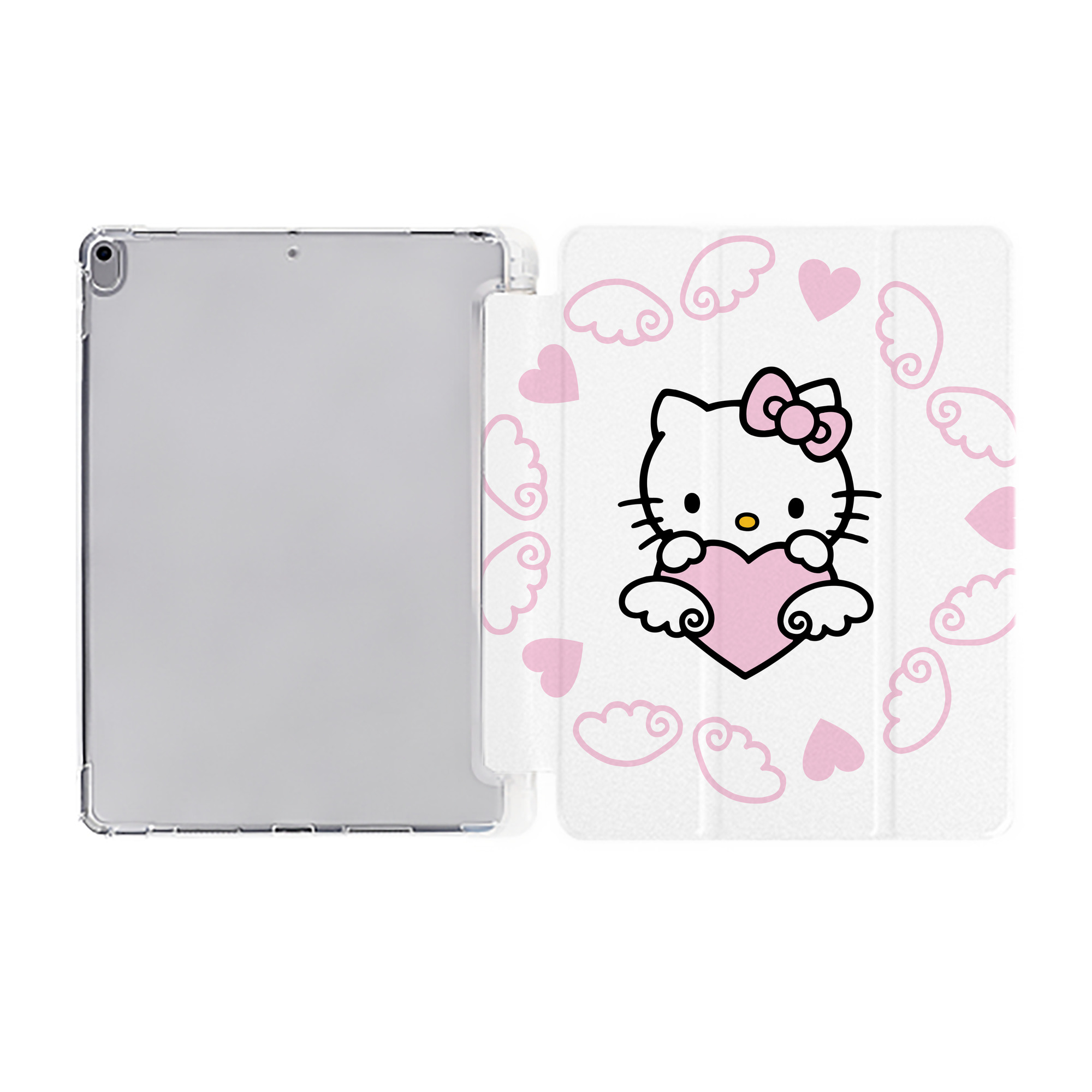（画像用） Hello Kitty ハローキティ IPad ケース ペン収納付き 三つ折りスタンド PUレザー×シリコン 対応機種9.5/10.5/10.9インチ